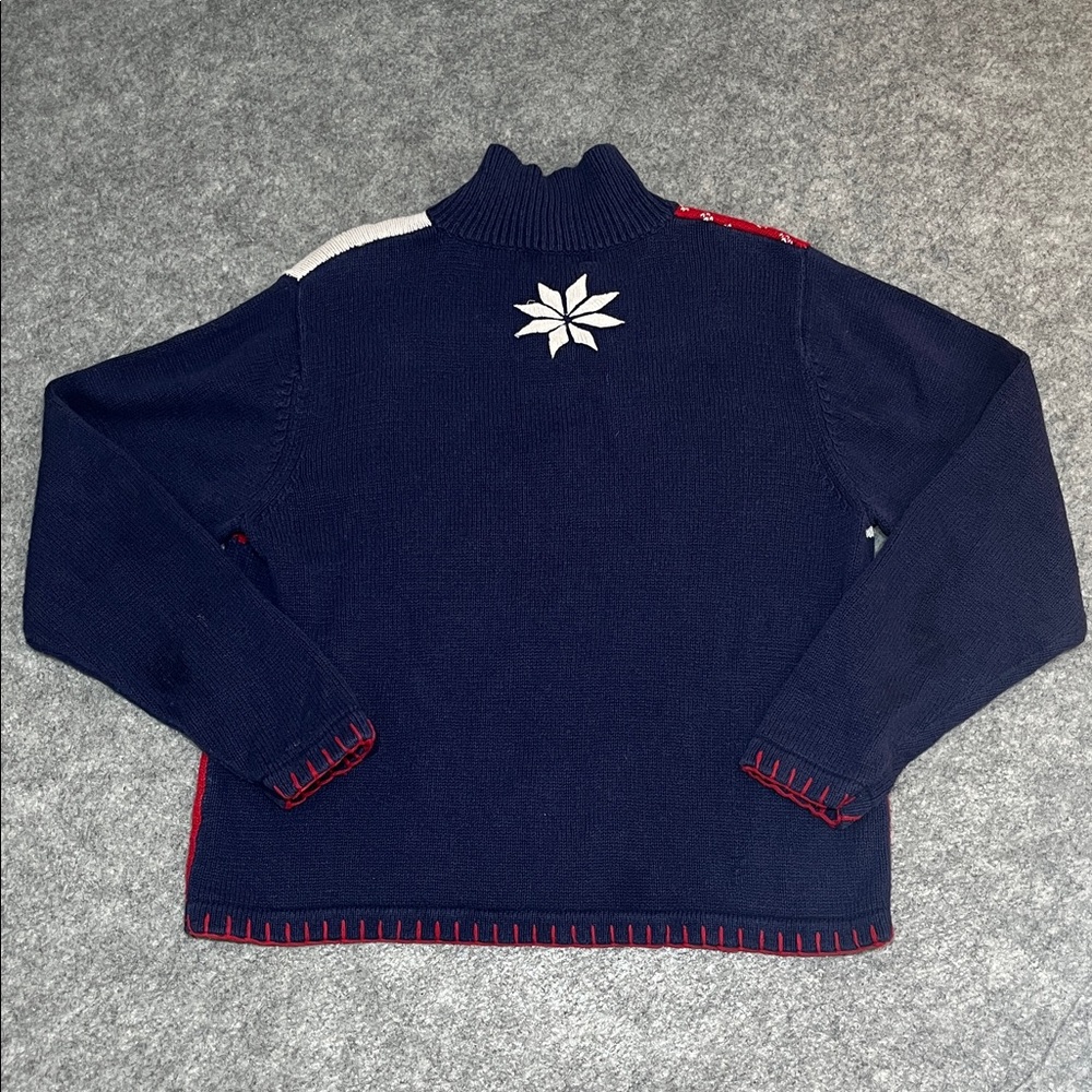 Vintage Winter Patchwork Sweater Quarter-Zip - Picture 5 of 6